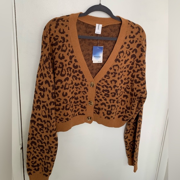 Abound Sweaters - Cheetah print cropped cardigan